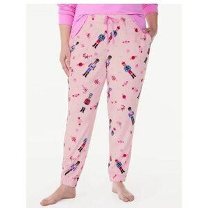 Joyspun Womens Nutcracker Fleece Pajama Pants Size L Pink
